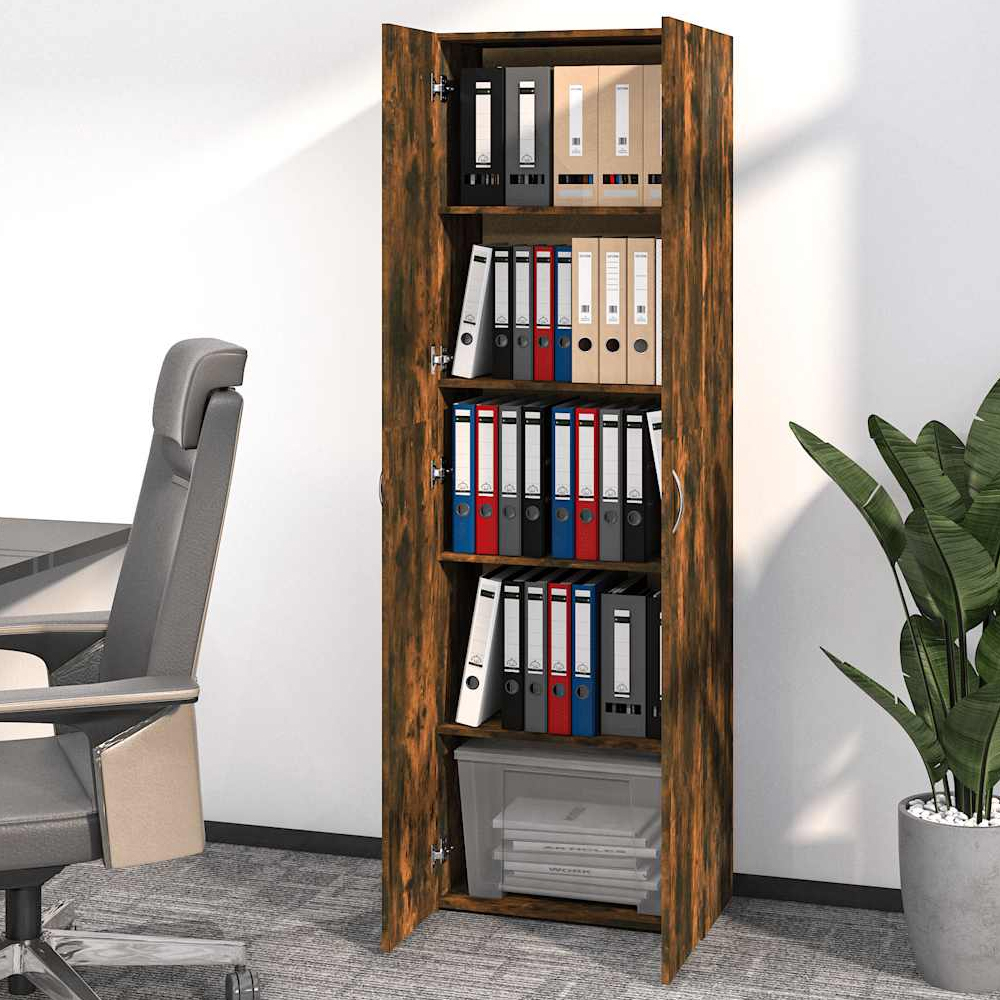 Quilcene 190cm Wooden Office Cabinet In Smoked Oak