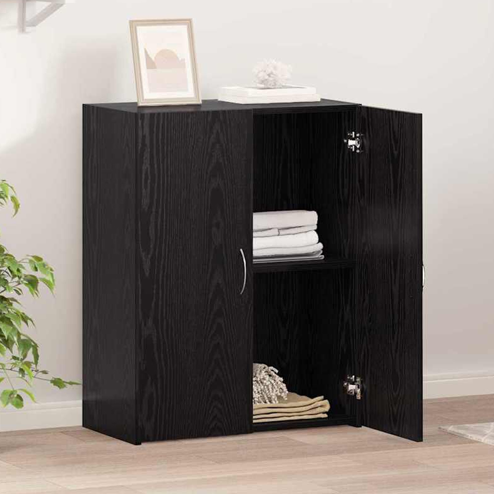 Quilcene 77cm Wooden Office Cabinet In Black Oak