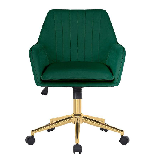 Photo of Quilla velvet home and office chair in green