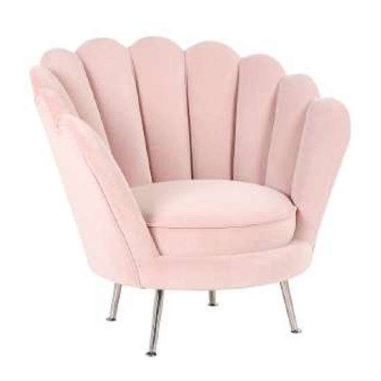 Product photograph of Quilla Velvet Tub Chair In Light Pink With Chrome Metal Legs from Furniture in Fashion