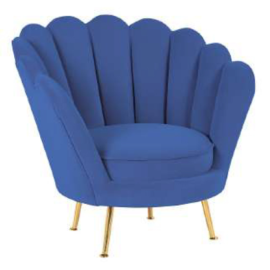 Product photograph of Quilla Velvet Tub Chair In Royal Blue With Gold Metal Legs from Furniture in Fashion