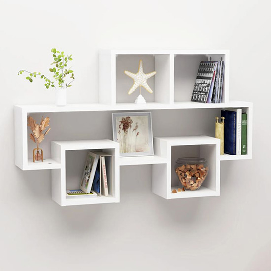 Read more about Quillon car-shaped high gloss wall shelf in white