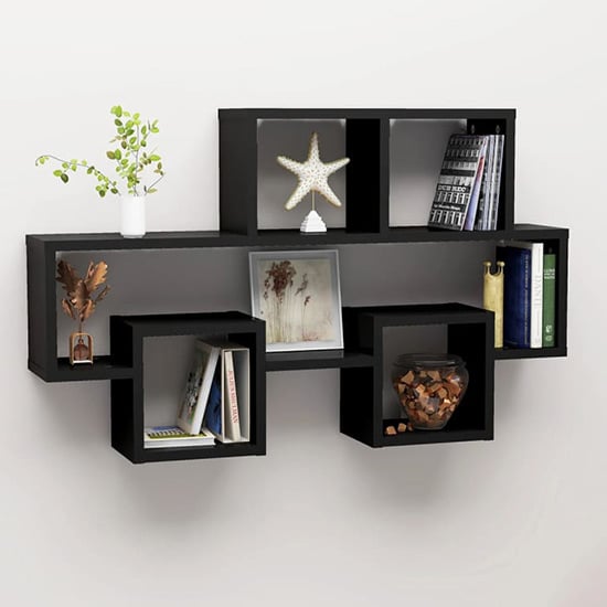 Read more about Quillon car-shaped wooden wall shelf in black