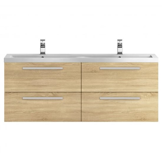 Product photograph of Quincy 144cm Wall Hung Vanity With Basin In Natural Oak from Furniture in Fashion