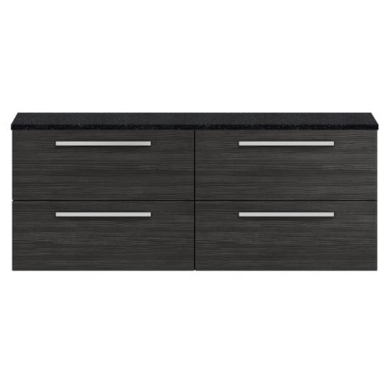 Product photograph of Quincy 144cm Wall Vanity With Black Worktop In Hacienda Black from Furniture in Fashion