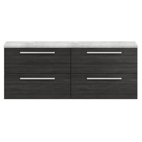 Product photograph of Quincy 144cm Wall Vanity With Grey Worktop In Hacienda Black from Furniture in Fashion