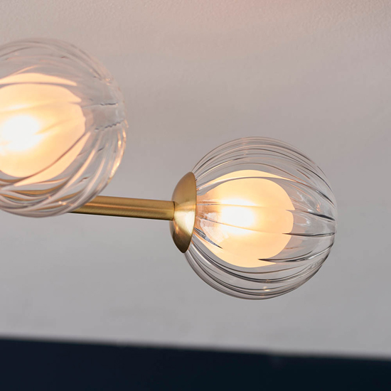 Quincy 6 Lights Semi-Flush Ceiling Light In Satin Brass