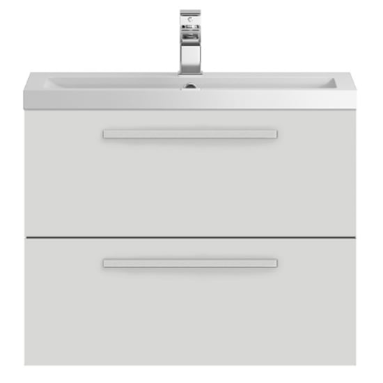 Product photograph of Quincy 72cm Wall Hung Vanity With Basin In Gloss Grey Mist from Furniture in Fashion