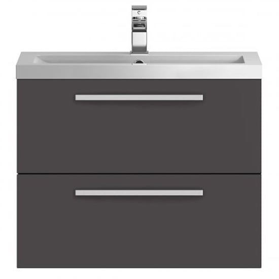 Product photograph of Quincy 72cm Wall Hung Vanity With Basin In Gloss Grey from Furniture in Fashion