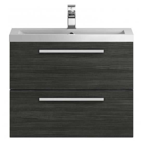 Product photograph of Quincy 72cm Wall Hung Vanity With Basin In Hacienda Black from Furniture in Fashion