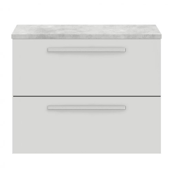 Read more about Quincy 72cm wall vanity with grey worktop in gloss grey mist