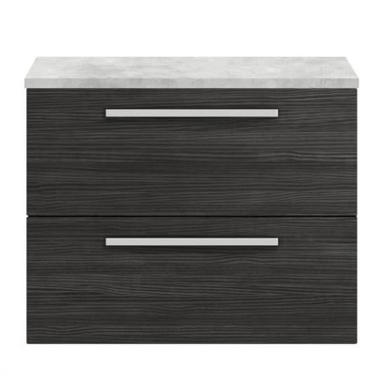 Product photograph of Quincy 72cm Wall Vanity With Grey Worktop In Hacienda Black from Furniture in Fashion