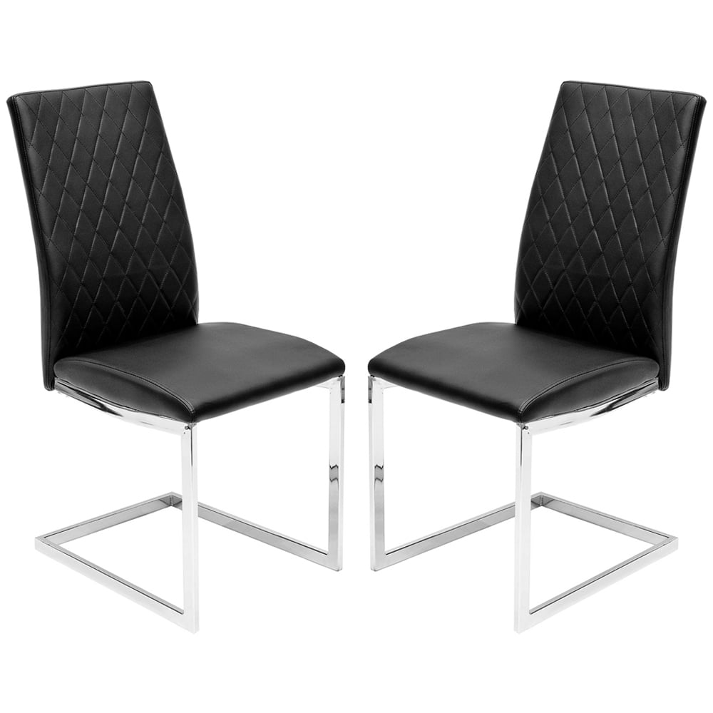Quincy Back PU Leather Dining Chairs In Pair