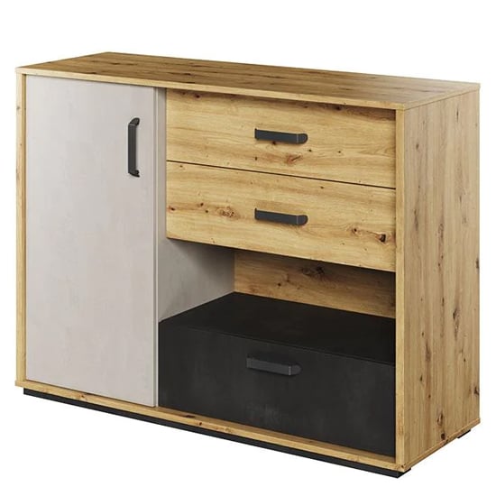 Product photograph of Quincy Kids Sideboard 1 Door 3 Drawers In Artisan Oak And Led from Furniture in Fashion