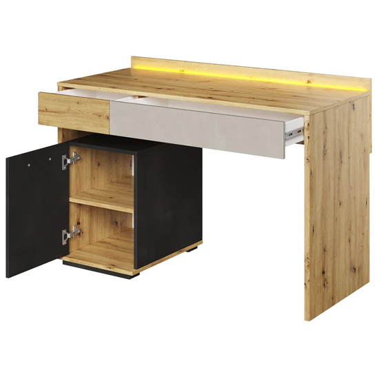 Quincy Kids Wooden Computer Desk 1 Door In Artisan Oak And LED