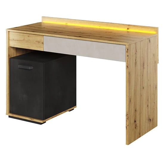 Read more about Quincy kids wooden computer desk 1 door in artisan oak and led