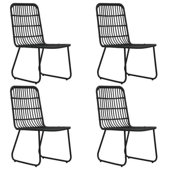 Quincy Medium Rattan And Glass 5 Piece Dining Set In Black