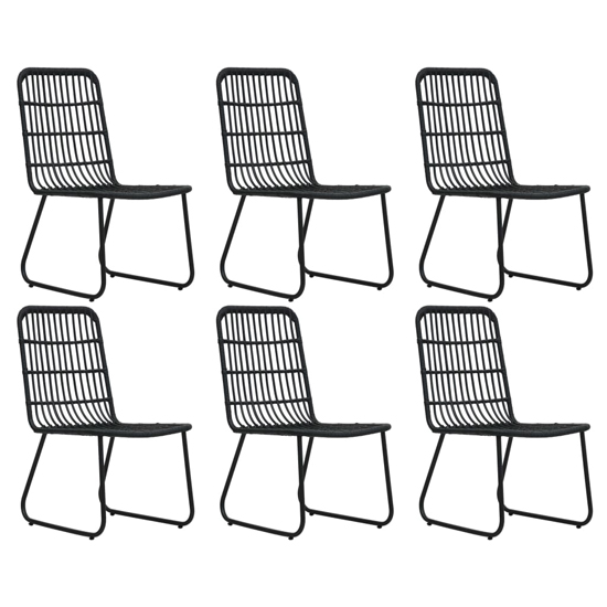 Quincy Medium Rattan And Glass 7 Piece Dining Set In Black