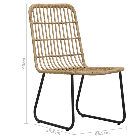 Quincy Small Rattan And Glass 3 Piece Dining Set In Oak Black