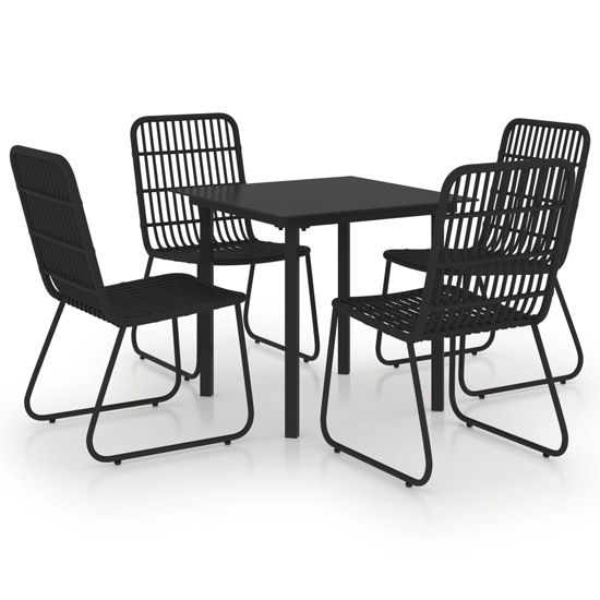 Quincy Small Rattan And Glass 5 Piece Dining Set In Black