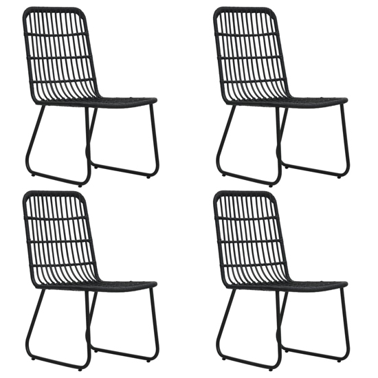 Quincy Small Rattan And Glass 5 Piece Dining Set In Black
