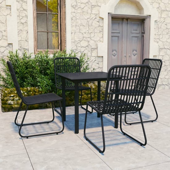 Product photograph of Quincy Small Rattan And Glass 5 Piece Dining Set In Black from Furniture in Fashion