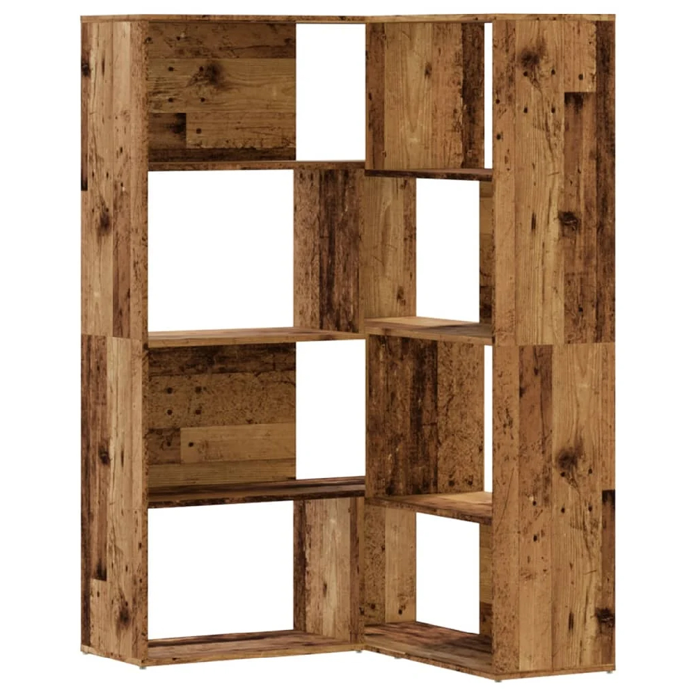 Quincy Wooden Cornor Bookcase With 8 Shelves In Brown Oak