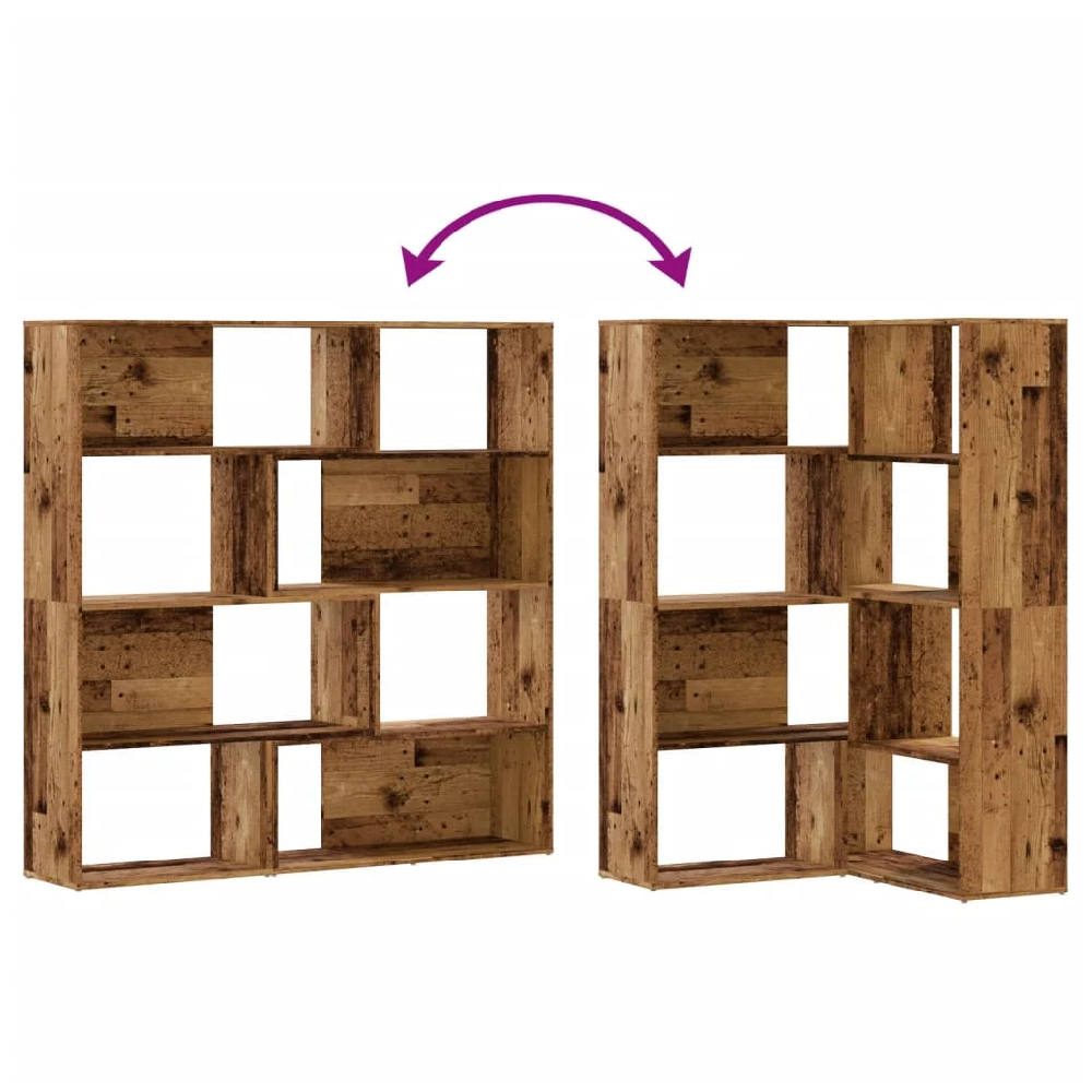 Quincy Wooden Cornor Bookcase With 8 Shelves In Brown Oak
