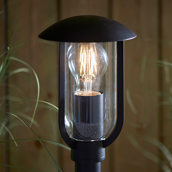 Quinn Outdoor Clear Shade Floor Post In Textured Black