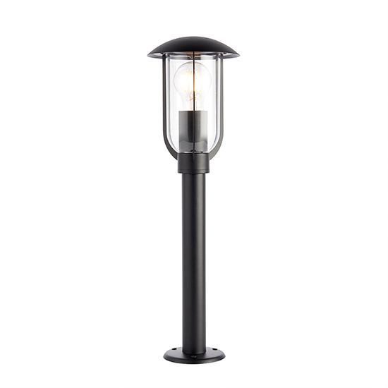 Quinn Outdoor Clear Shade Floor Post In Textured Black