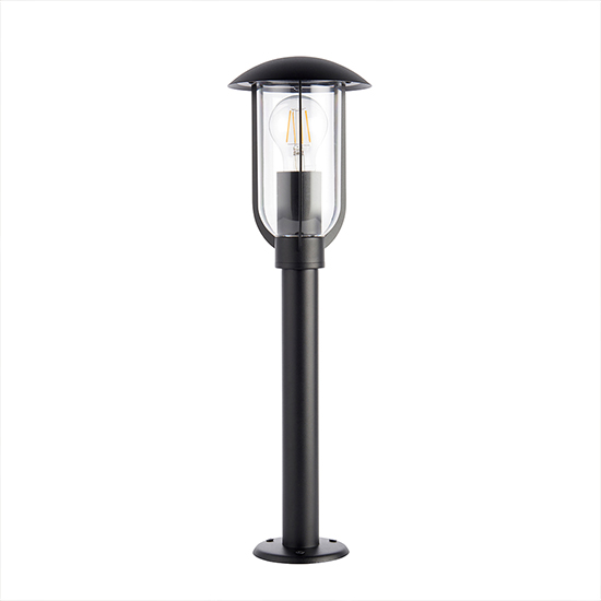 Quinn Outdoor Clear Shade Floor Post In Textured Black