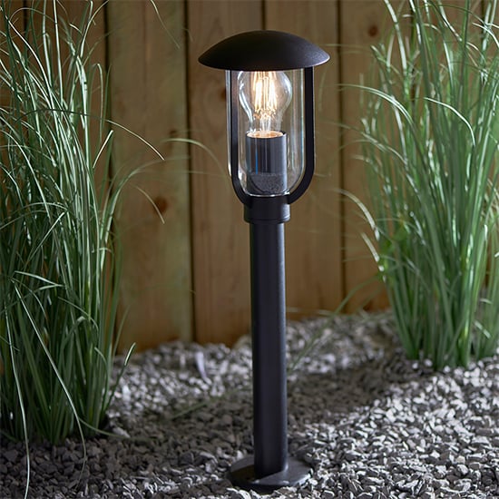 Quinn Outdoor Clear Shade Floor Post In Textured Black_1