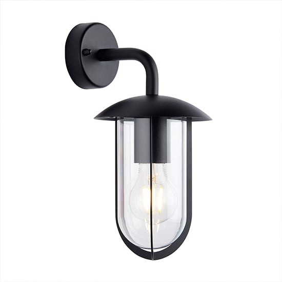 Quinn Outdoor Clear Shade Wall Light In Textured Black_5