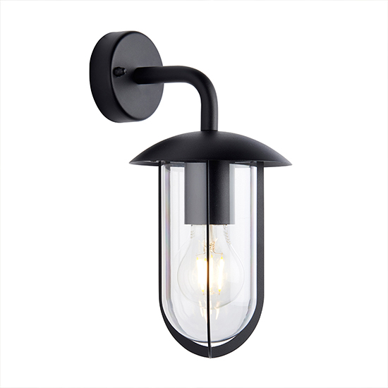 Quinn Outdoor Clear Shade Wall Light In Textured Black