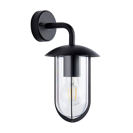 Quinn Outdoor Clear Shade Wall Light In Textured Black
