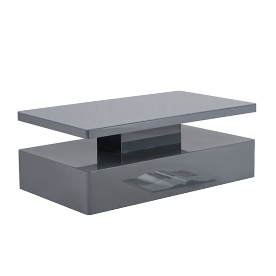 Quinton Glass Top High Gloss Coffee Table In Grey With LED_3