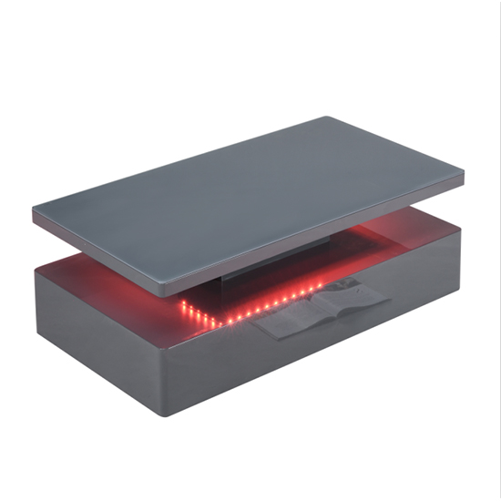 Quinton Glass Top High Gloss Coffee Table In Grey With LED Furniture