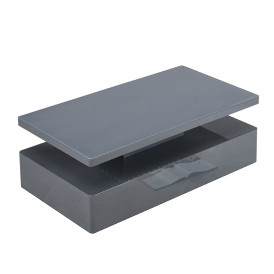 Quinton Glass Top High Gloss Coffee Table In Grey With LED_8