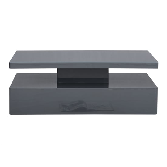 Quinton Glass Top High Gloss Coffee Table In Grey With LED Furniture