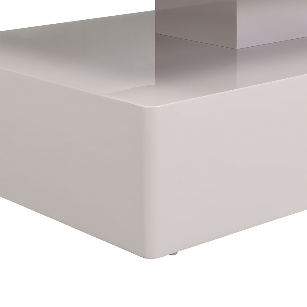 Quinton Glass Top High Gloss Coffee Table in Cashmere with LED