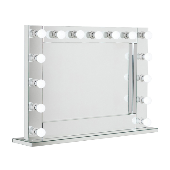 Photo of Quita large clear glass dressing mirror with lights