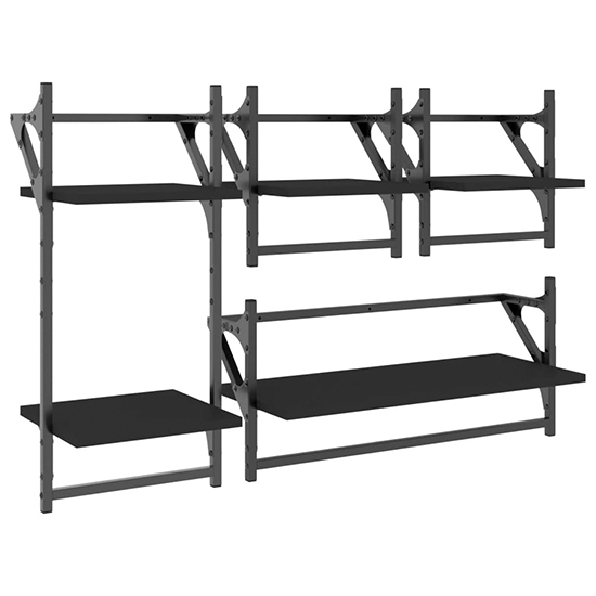 Quito Wooden 4 Piece Set Of Wall Shelf In Black