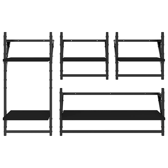 Quito Wooden 4 Piece Set Of Wall Shelf In Black