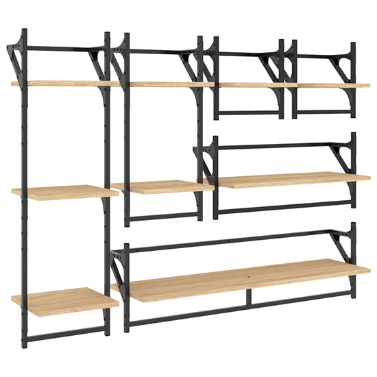 Quito Wooden 6 Piece Set Of Wall Shelf In Sonoma Oak