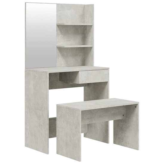 Quito Wooden Dressing Table Set In Concrete Effect
