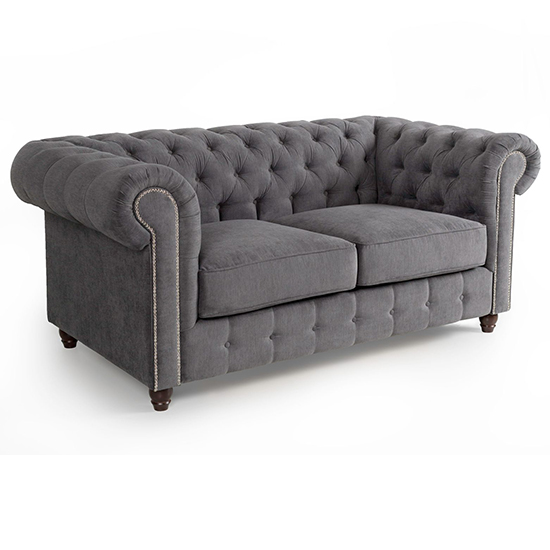 Quorn Chesterfield Fabric 2 Seater Sofa Bed In Grey_1