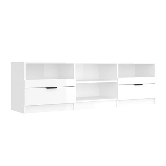 Qusay High Gloss TV Stand With 2 Drawers In White_3