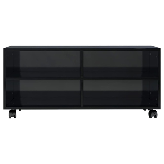 Qusay High Gloss TV Stand With Castors In Black_4