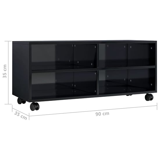Qusay High Gloss TV Stand With Castors In Black_5