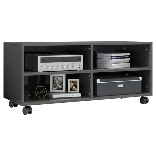 Qusay High Gloss TV Stand With Castors In Grey_2